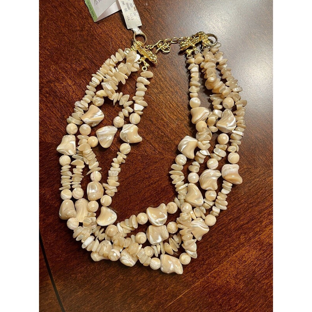 Two Blonde Lizzards Mother of Pearl 18" Multi-Strand Necklace w/Tag Retail $525